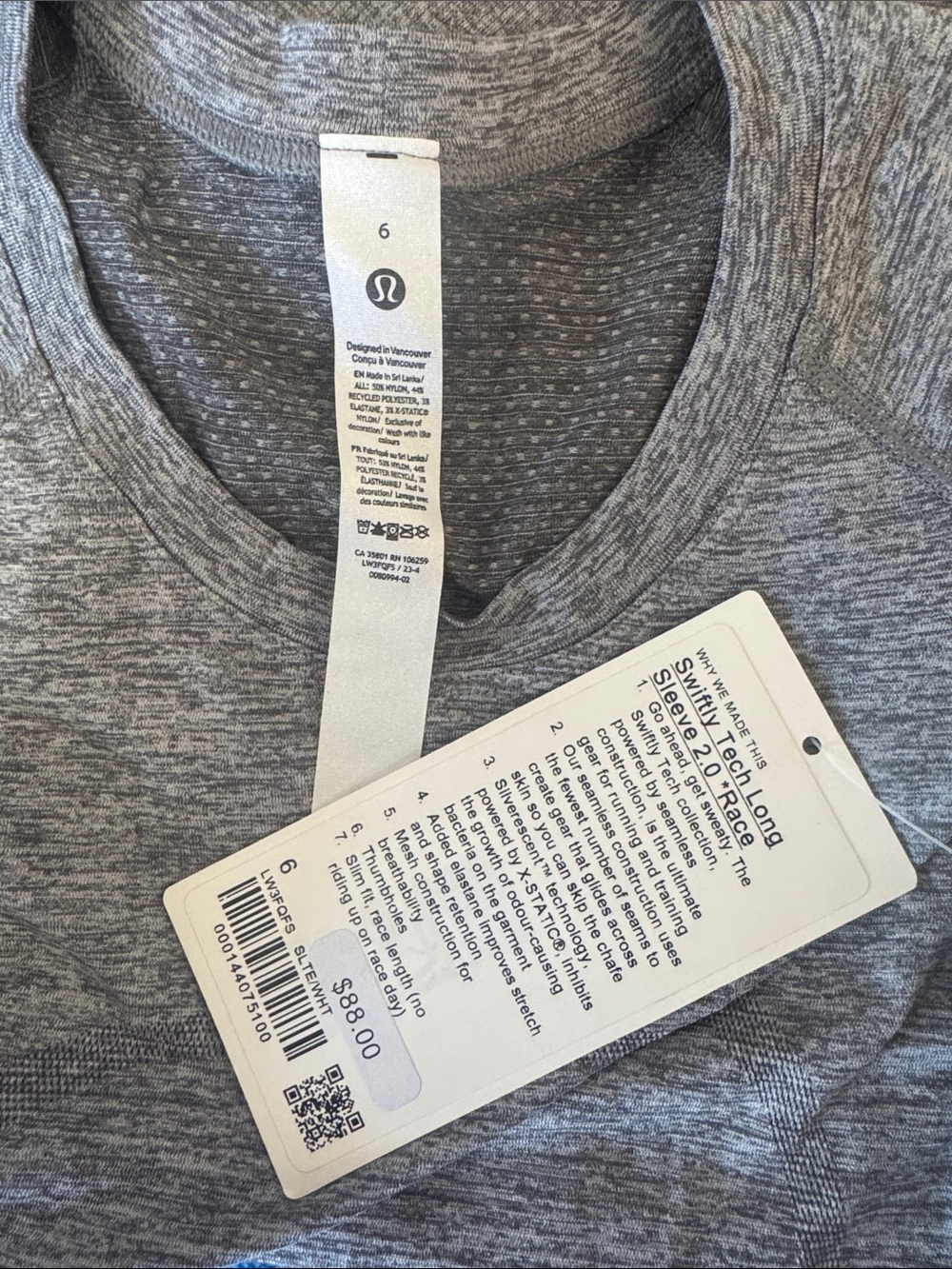 lululemon athletica Women's Heather Gray Long Sleeve Tee